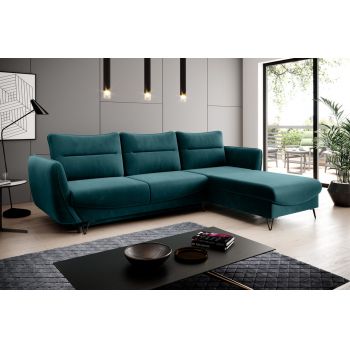 Coltar extensibil dreapta 3 locuri ELTAP, RT-39LU, Silva, 276x201x100 cm, lemn/poliester, verde inchis