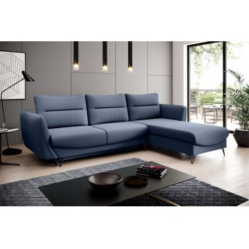 Coltar extensibil dreapta 3 locuri ELTAP, RT-40GO, Silva, 276x201x100 cm, lemn/poliester, albastru