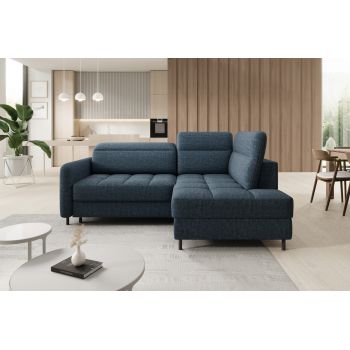 Coltar extensibil dreapta 3 locuri ELTAP, RT-40MAN, Barea, 208x160x100 cm, lemn/poliester, albastru inchis
