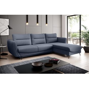 Coltar extensibil dreapta 3 locuri ELTAP, RT-40PO, Silva, 276x201x100 cm, lemn/poliester, albastru