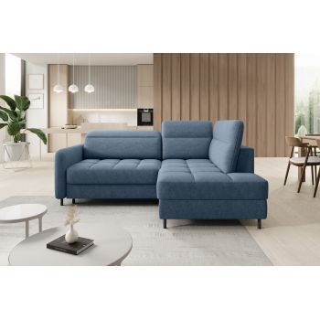 Coltar extensibil dreapta 3 locuri ELTAP, RT-40RAQ, Barea, 208x160x100 cm, lemn/poliester, albastru