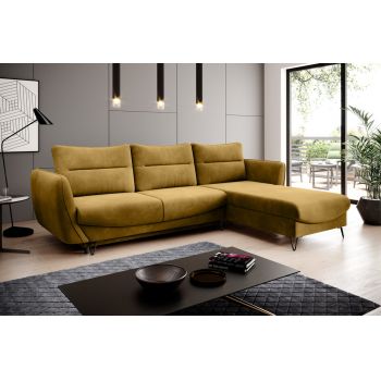 Coltar extensibil dreapta 3 locuri ELTAP, RT-45LO, Silva, 276x201x100 cm, lemn/poliester, mustar