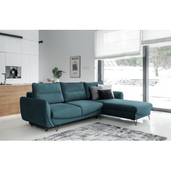 Coltar extensibil dreapta 3 locuri ELTAP, RT-76MO, Silva, 276x201x100 cm, lemn/poliester, verde inchis