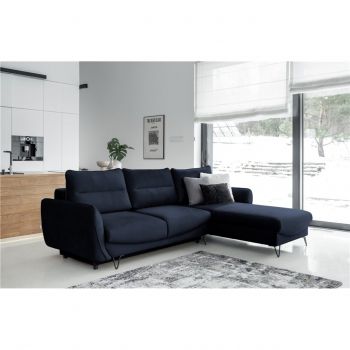 Coltar extensibil dreapta 3 locuri ELTAP, RT-79MO, Silva, 276x201x100 cm, lemn/poliester, albastru inchis