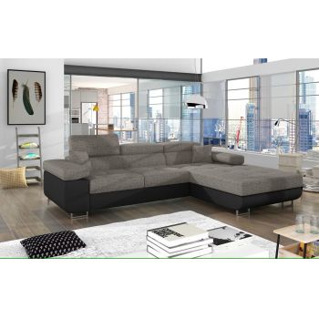Coltar extensibil dreapta 4 locuri ELTAP, Armd-01, Armando, 289x203x85 cm, lemn/poliester, gri/negru