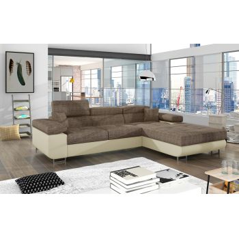 Coltar extensibil dreapta 4 locuri ELTAP, Armd-02, Armando, 289x203x85 cm, lemn/poliester, bej/bej deschis