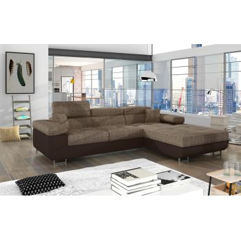 Coltar extensibil dreapta 4 locuri ELTAP, Armd-03, Armando, 289x203x85 cm, lemn/poliester, bej inchis/maro