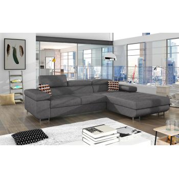 Coltar extensibil dreapta 4 locuri ELTAP, Armd-07, Armando, 289x203x85 cm, lemn/poliester, gri/multicolor