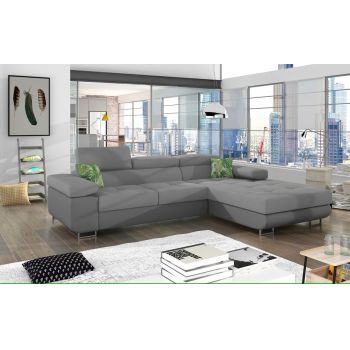 Coltar extensibil dreapta 4 locuri ELTAP, Armd-11, Armando, 289x203x85 cm, lemn/poliester, gri deschis/gri inchis