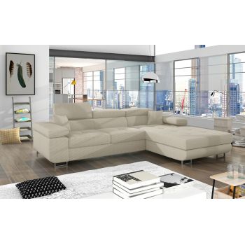 Coltar extensibil dreapta 4 locuri ELTAP, Armd-367, Armando, 289x203x85 cm, lemn/poliester, bej deschis