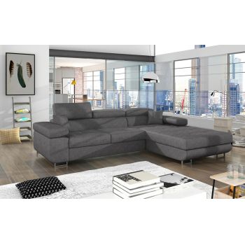 Coltar extensibil dreapta 4 locuri ELTAP, Armd-37, Armando, 289x203x85 cm, lemn/poliester, gri