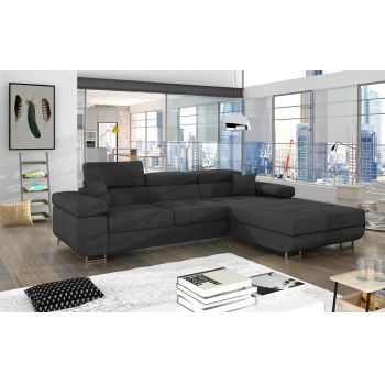 Coltar extensibil dreapta 4 locuri ELTAP, Armd-38, Armando, 289x203x85 cm, lemn/poliester, gri inchis
