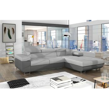 Coltar extensibil dreapta 4 locuri ELTAP, Armd-43, Armando, 289x203x85 cm, lemn/poliester, gri deschis/gri