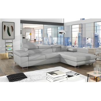 Coltar extensibil dreapta 4 locuri ELTAP, Armd-44, Armando, 289x203x85 cm, lemn/poliester, gri deschis