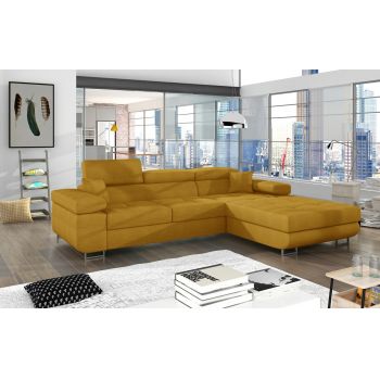 Coltar extensibil dreapta 4 locuri ELTAP, Armd-51, Armando, 289x203x85 cm, lemn/poliester, galben