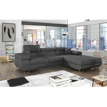 Coltar extensibil dreapta 4 locuri ELTAP, Armd-77, Armando, 289x203x85 cm, lemn/poliester, gri inchis