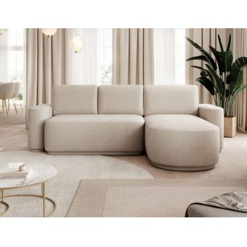 Coltar extensibil dreapta 4 locuri ELTAP, Aurumm, 285x180x92 cm, lemn/poliester, bej inchis