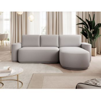 Coltar extensibil dreapta 4 locuri ELTAP, Aurumm, 285x180x92 cm, lemn/poliester, gri deschis