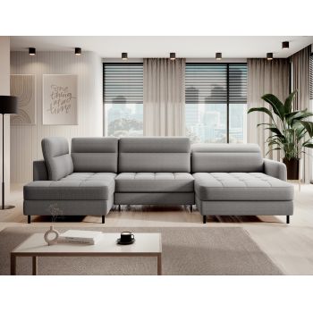 Coltar extensibil dreapta 4 locuri ELTAP, RT-03MAN, Berrto, 306x165x100 cm, lemn/poliester, gri inchis