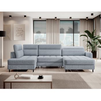 Coltar extensibil dreapta 4 locuri ELTAP, RT-100AUB, Berrto, 306x165x100 cm, lemn/poliester, albastru deschis