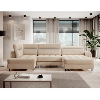 Coltar extensibil dreapta 4 locuri ELTAP, RT-18TOS, Berrto, 306x165x100 cm, lemn/poliester, bej deschis