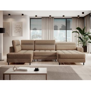 Coltar extensibil dreapta 4 locuri ELTAP, RT-20TOS, Berrto, 306x165x100 cm, lemn/poliester, maro deschis