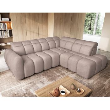 Coltar extensibil dreapta 4 locuri ELTAP, RT-20XIL, Falconn, 258x208x107 cm, lemn/poliester, maro deschis