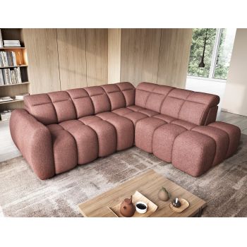 Coltar extensibil dreapta 4 locuri ELTAP, RT-24PAO, Falconn, 258x208x107 cm, lemn/poliester, roz inchis