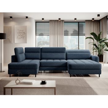 Coltar extensibil dreapta 4 locuri ELTAP, RT-40RAQ, Berrto, 306x165x100 cm, lemn/poliester, albastru inchis