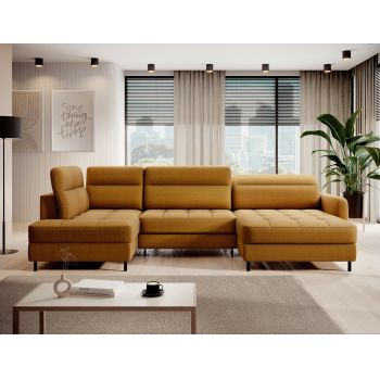 Coltar extensibil dreapta 4 locuri ELTAP, RT-45MAN, Berrto, 306x165x100 cm, lemn/poliester, mustar