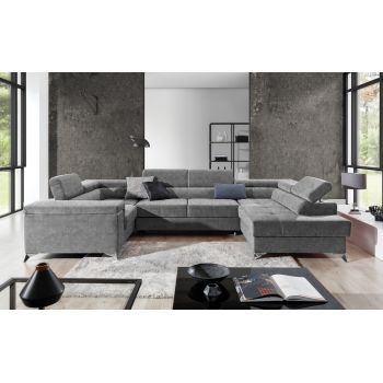 Coltar extensibil dreapta 6 locuri ELTAP, Th_63, Thiago, 342x208x88 cm, lemn/poliester, gri