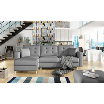 Coltar extensibil reversibil 3 locuri ELTAP, AsgL-04, Asgard, 248x162x93 cm, lemn/poliester, gri