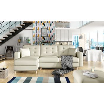 Coltar extensibil reversibil 3 locuri ELTAP, AsgL-05, Asgard, 248x162x93 cm, lemn/poliester, bej deschis