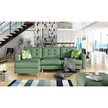 Coltar extensibil reversibil 3 locuri ELTAP, AsgL-08, Asgard, 248x162x93 cm, lemn/poliester, verde deschis