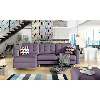 Coltar extensibil reversibil 3 locuri ELTAP, AsgL-10, Asgard, 248x162x93 cm, lemn/poliester, violet