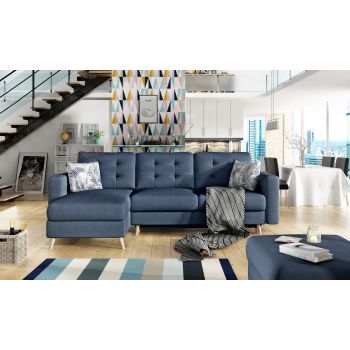 Coltar extensibil reversibil 3 locuri ELTAP, AsgL-11, Asgard, 248x162x93 cm, lemn/poliester, albastru