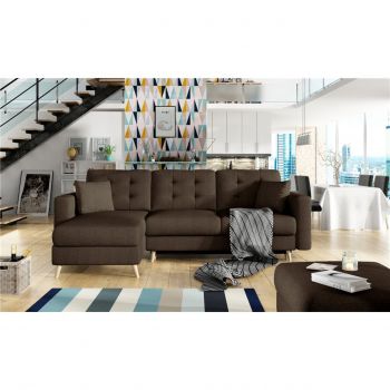 Coltar extensibil reversibil 3 locuri ELTAP, AsgL-13, Asgard, 248x162x93 cm, lemn/poliester, maro
