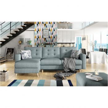 Coltar extensibil reversibil 3 locuri ELTAP, AsgL-16, Asgard, 248x162x93 cm, lemn/poliester, verde deschis
