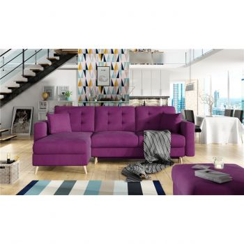 Coltar extensibil reversibil 3 locuri ELTAP, AsgL-20, Asgard, 248x162x93 cm, lemn/poliester, mov