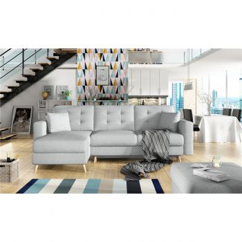 Coltar extensibil reversibil 3 locuri ELTAP, AsgL-22, Asgard, 248x162x93 cm, lemn/poliester, gri deschis