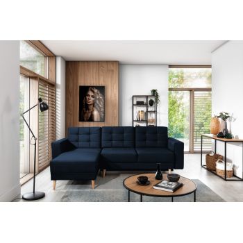Coltar extensibil reversibil 3 locuri ELTAP, AsgL-61, Asgard, 248x162x93 cm, lemn/poliester, albastru inchis
