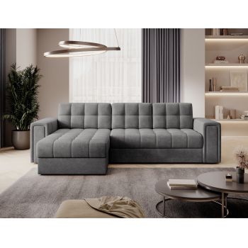 Coltar extensibil reversibil 3 locuri ELTAP, Blenvi, 260x150x82 cm, lemn/poliester, gri inchis