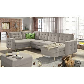 Coltar extensibil reversibil 5 locuri ELTAP, AsdU-01, Asgard, 326x202x93 cm, lemn/poliester, bej
