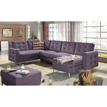 Coltar extensibil reversibil 5 locuri ELTAP, AsdU-13, Asgard, 326x202x93 cm, lemn/poliester, violet