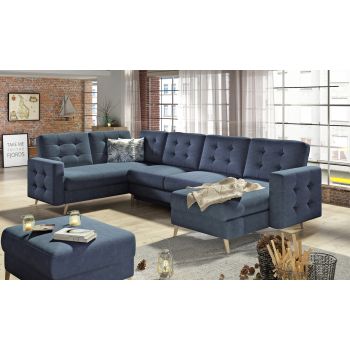 Coltar extensibil reversibil 5 locuri ELTAP, AsdU-14, Asgard, 326x202x93 cm, lemn/poliester, albastru