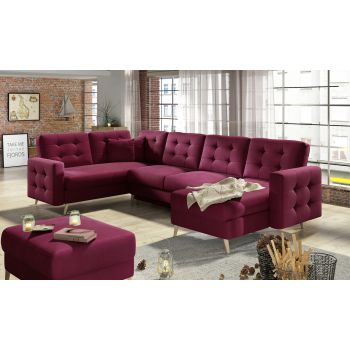 Coltar extensibil reversibil 5 locuri ELTAP, AsdU-18, Asgard, 326x202x93 cm, lemn/poliester, rosu