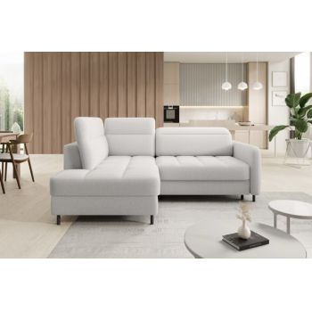Coltar extensibil stanga 3 locuri ELTAP, LT-01ROY, Barea, 208x160x100 cm, lemn/poliester, alb