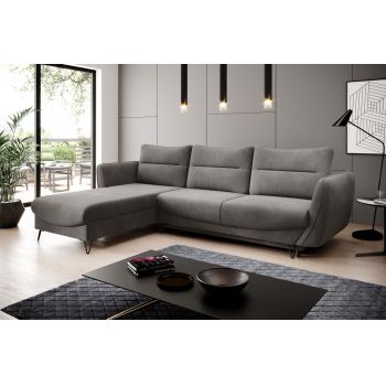 Coltar extensibil stanga 3 locuri ELTAP, LT-04LO, Silva, 276x201x100 cm, lemn/poliester, gri