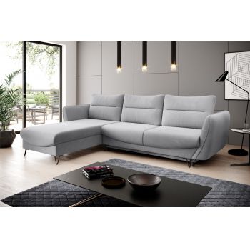 Coltar extensibil stanga 3 locuri ELTAP, LT-04SO, Silva, 276x201x100 cm, lemn/poliester, gri deschis