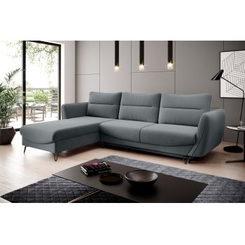 Coltar extensibil stanga 3 locuri ELTAP, LT-04VE, Silva, 276x201x100 cm, lemn/poliester, gri deschis